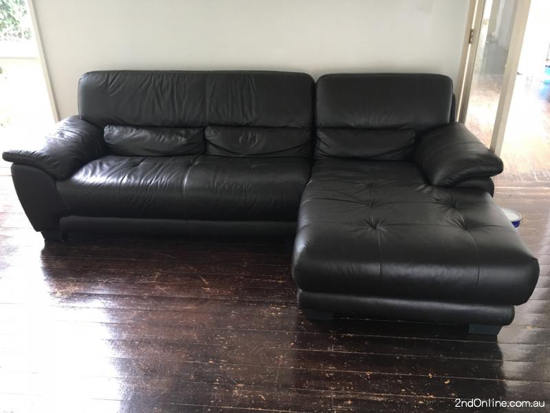 Nick Scali Leather 3 Seater Chaise Lounge Bayside 2nd Online